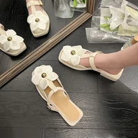 new 2022 summer ladies style square head high heels sexy women slippers designer female banquet sandals outdoor womens shoes