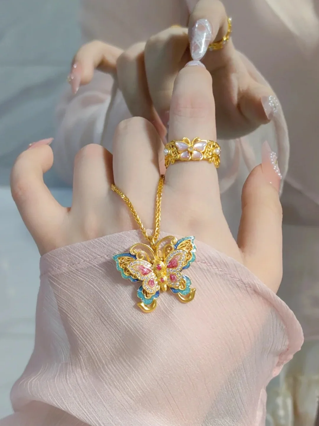 Новый китайский сле древняя эмаль цвет горящего синего золота шелковый