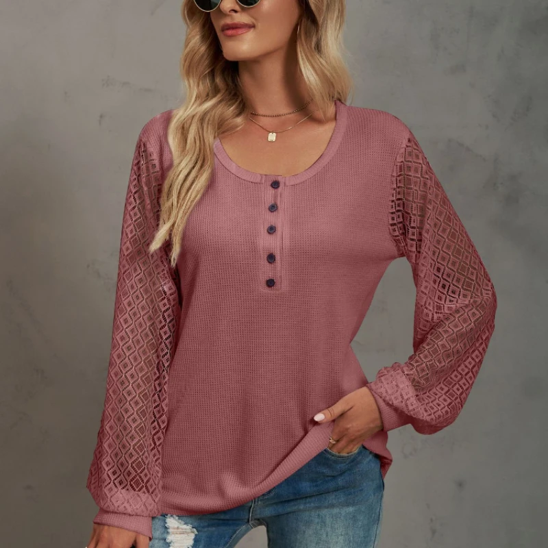 

Blouses for Women Fashion 2023 Autumn Luxury Women's Blouses Lace Hollow Elegant and Youth Woman Blouses Loose Female Clothing