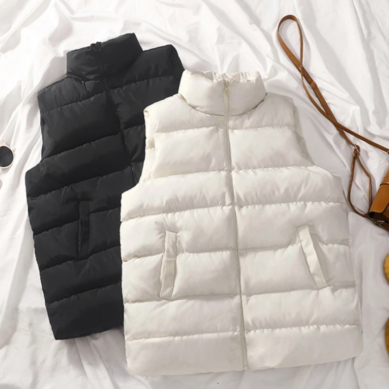 

2022 Winter Cotton Down Vest Women Loose Waistcoat Bodywarm Jacket Cotton Padded Jacket Sleeveless Female Winter Waistcoat