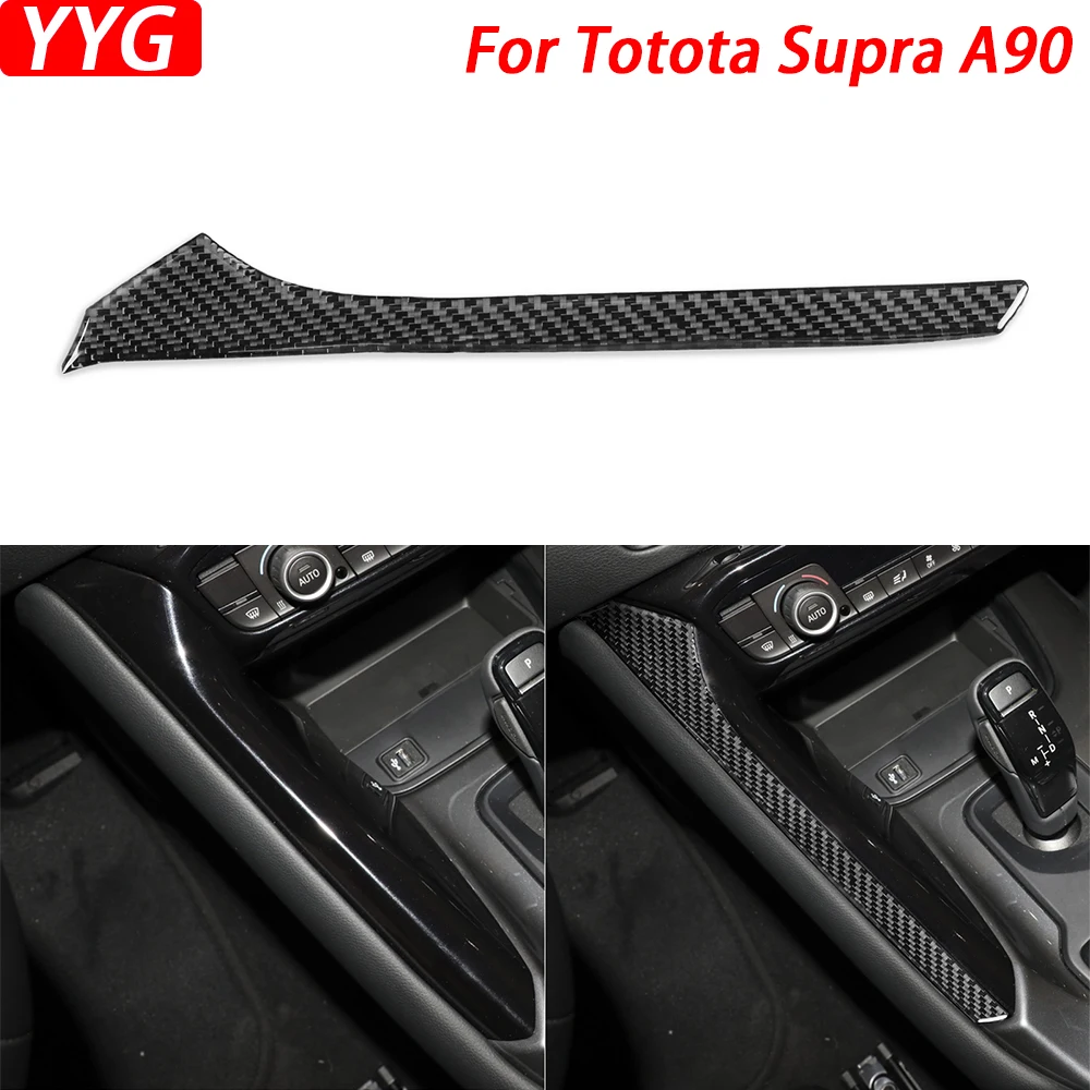 

For Toyota Supra A90 2019-2022 Carbon Fiber Gear Shift Panel Side Decorative Strips Car Interior Decoration Accessories Sticker