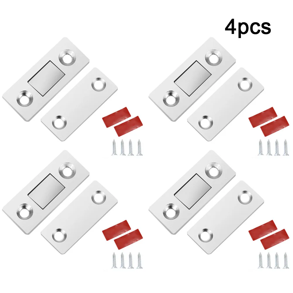 

4 Sets Strong Magnetic Cabinet Catches Magnet Door Stops Hiddens Door Closer With Screw For Closet Cupboard Furniture Hardware