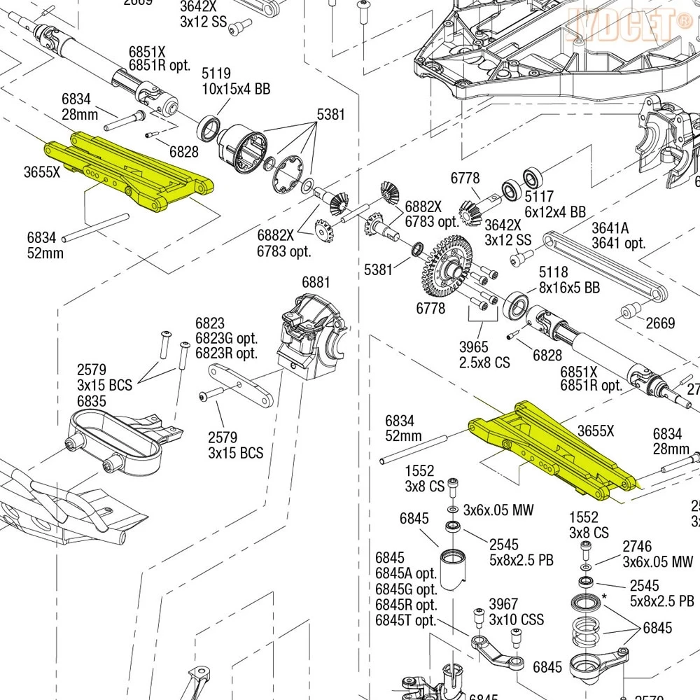 Алюминиевые передние/задние нижние подвесные штампы # 3655X для RC 1/10 Traxxas Slash 4x4