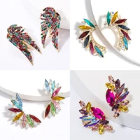 2021 new fashion jewelry metal rhinestone flower geometric earrings exaggerated personality shiny party dangle earrings