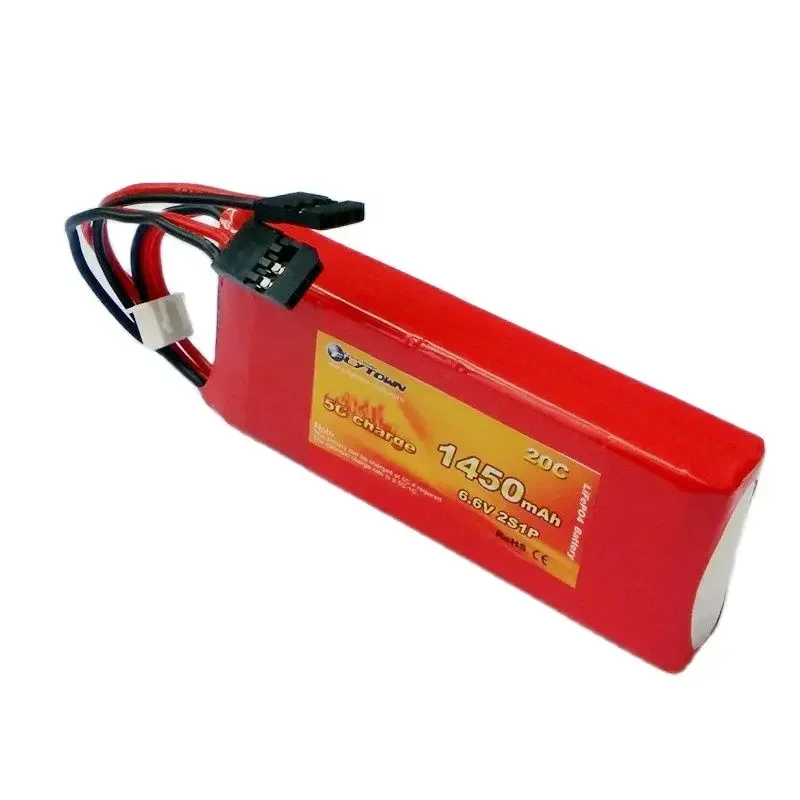 2 шт. Flytown Nano-Tech 1450 мАч 2S1P 6 В 20C ~ 40C LiFePO4 аккумулятор приемника LiFe Rx Pack с черной вилкой