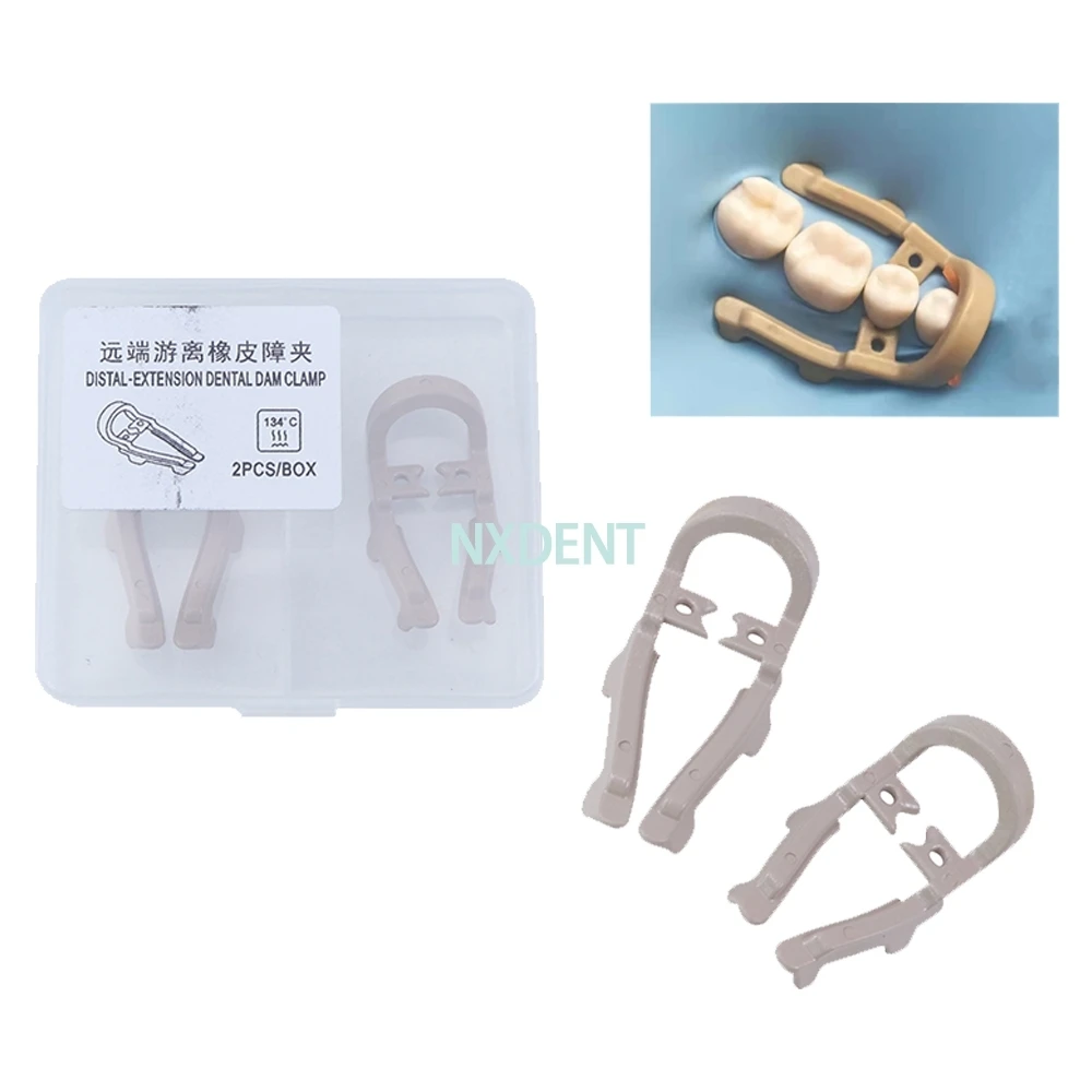 

2pcs/Box Dental Distal-Extension Rubber Sheets Barrier Clip Rubber Dam Clamp Resin Clamp Long/Short Dentistry Tools