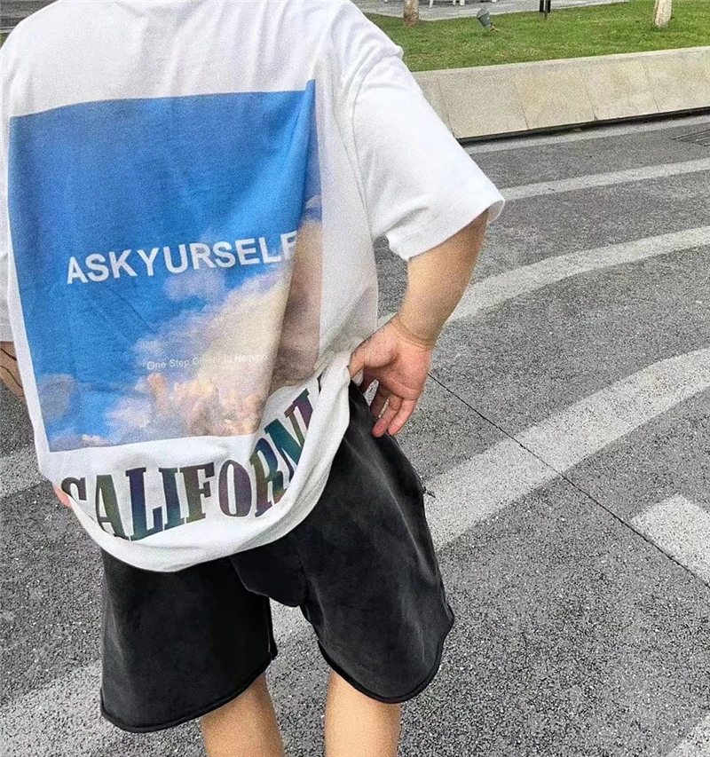 Футболка Askyurself с коротким рукавом для мужчин и женщин Топ оверсайз надписью R