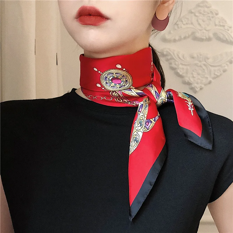 

2022 Spring Summer New Square 70cm X 70cm Women's Neck Scarfs Beautiful Bandana Fashion Girl Kerchief Headscarf