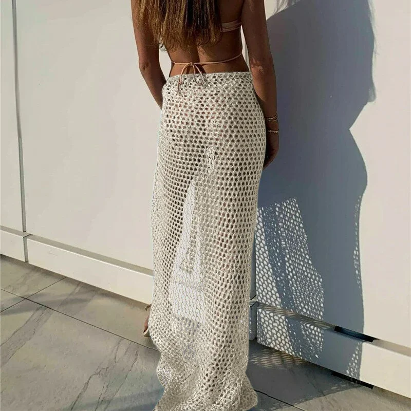 Новое поступление женское вязаное крючком платье BWQ с вырезами однотонное