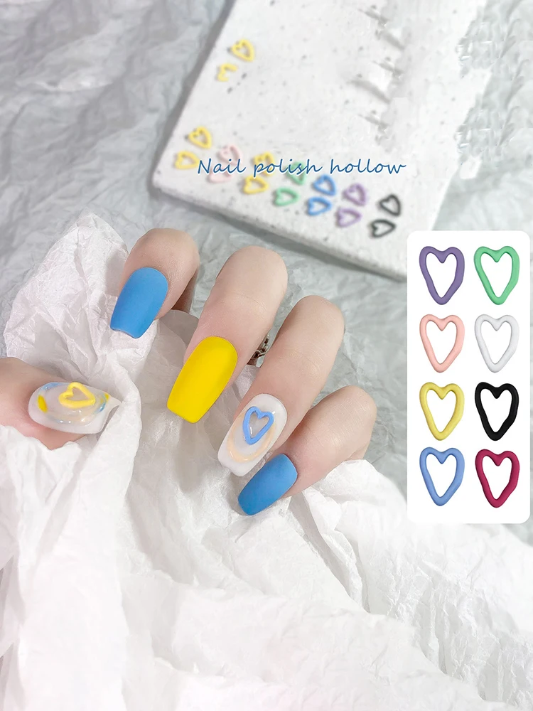 

10pcs Resin Love Frame Charms Nail Art Decorations Colorful 3D Heart Shape Korean Nails Decor Parts For Manicure DIY Nail Design
