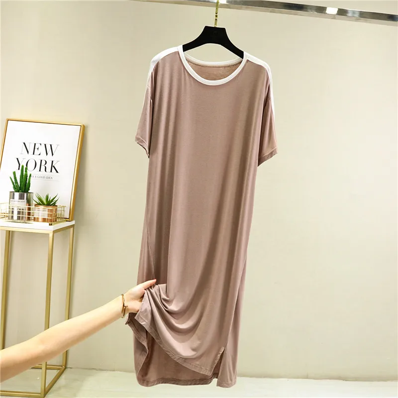 Длинная футболка из вискозы ночная рубашка для пожилых людей женское платье сна |
