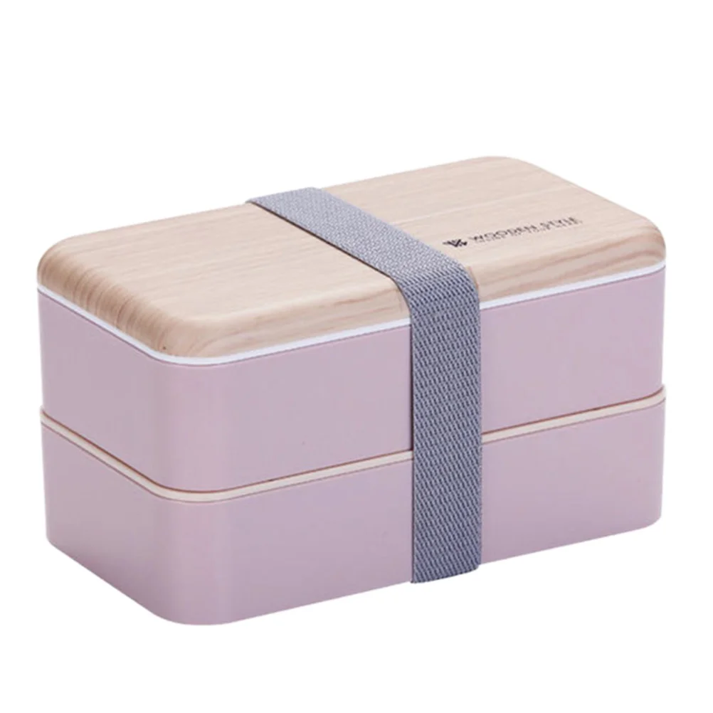 

Double Layer Lunch Box Food Container Plastic Terrarium Wooden Student Containers Bento lunchbox for kids Women