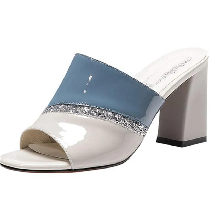 

Сланцы женские на высоком каблуке 2021 см, прозрачные тапочки с открытым носком, пикантные летние Роскошные шлепанцы, 7,5