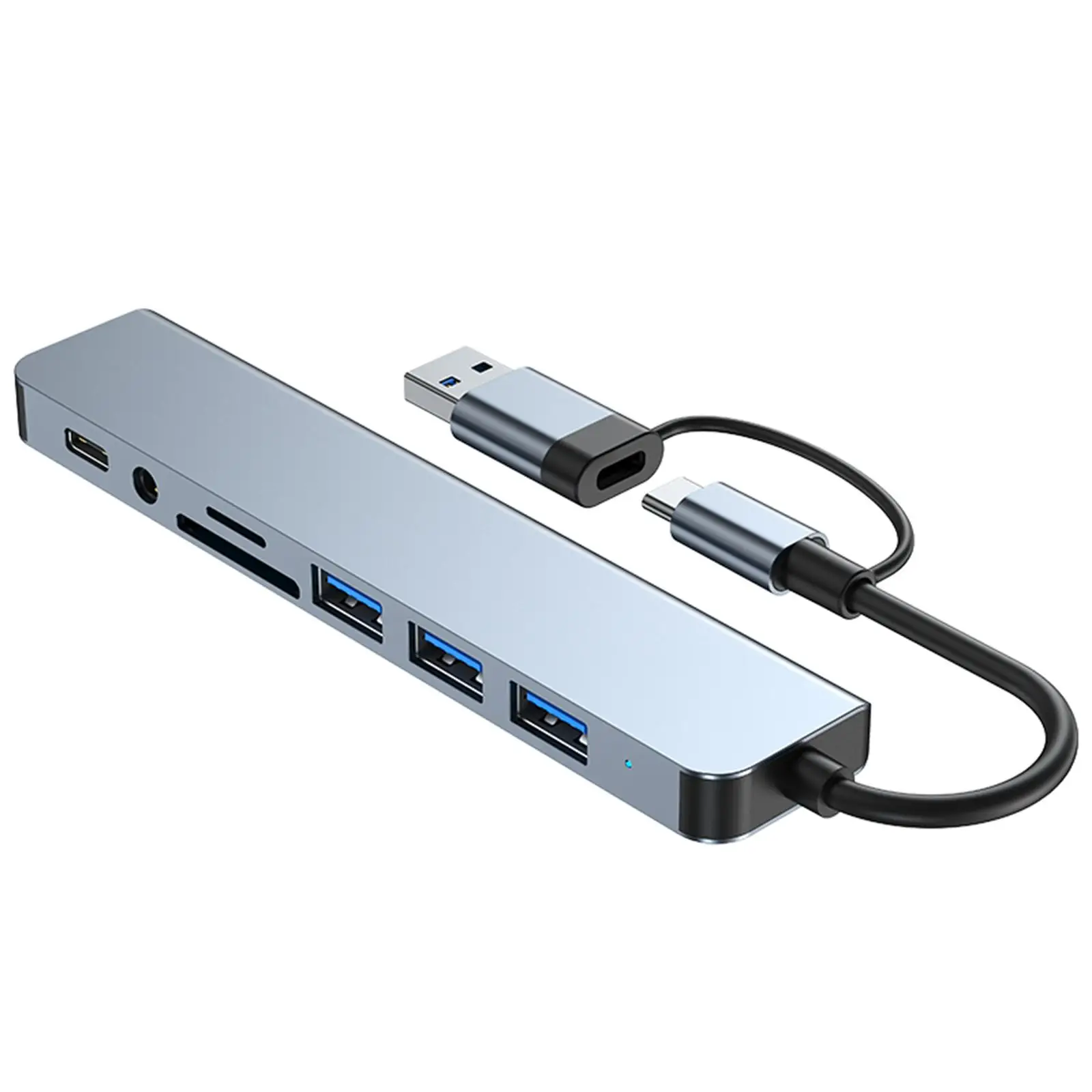 

USB Type C Hub Adapter 8 in 1 Aluminum Alloy 8 Port Hub USB C Hub Type C Dock Multiport Adapter for Type C Tablets Mobile Phones
