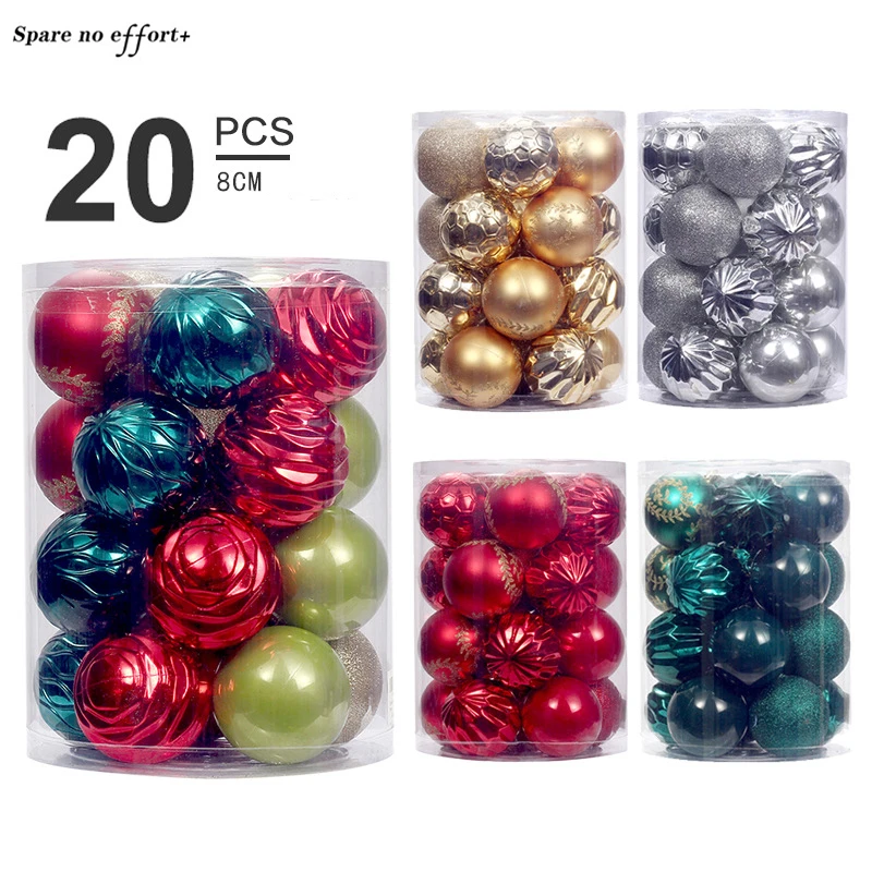 

8cm 24pcs Plastic Christmas Balls Ornament 3cm Hang Pendant Ball Indoor New Year Xmas Tree Decor Home Christmas Decoration