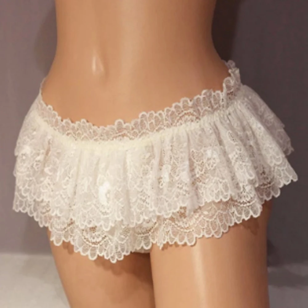 

Sissy Lace Briefs Men Panties Thongs Ruffled Mini Skirt Crossdress Costume Panty Skirt Thongs Gay Male Sexy Underwear