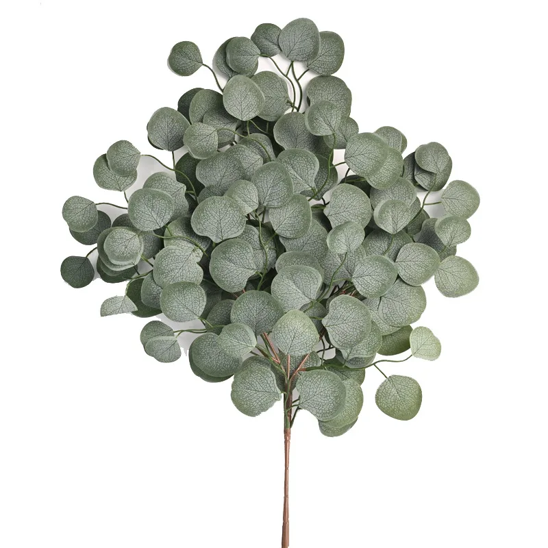 

45cm Artificial Green Plants Fake Leaf Round Eucalyptus Leaf Plants Branch DIY Wedding Flower Materials Photo Props Home Decor