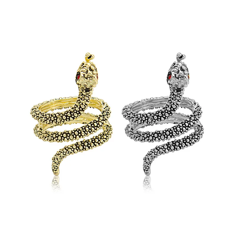 

European and American retro trendy and cool multi-layer winding snake shaped ring opening