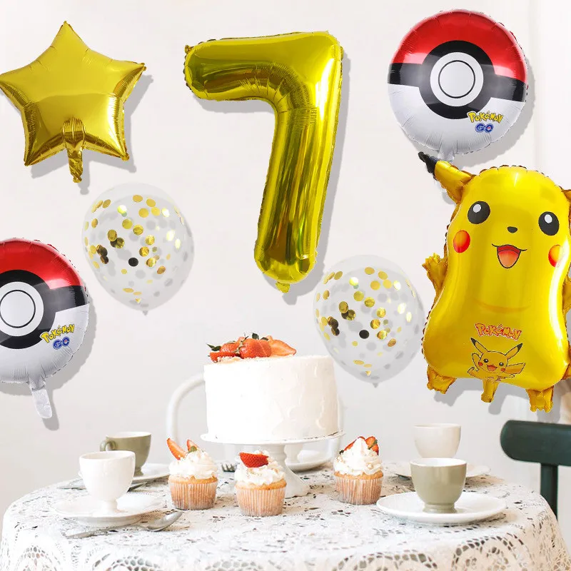 

7pcs Pokemon Pikachu Balloon Balloon Party Decoration Supplies Squirtle Bulbasaur Birthday Party Pocket Balloon Gift Figure Toys