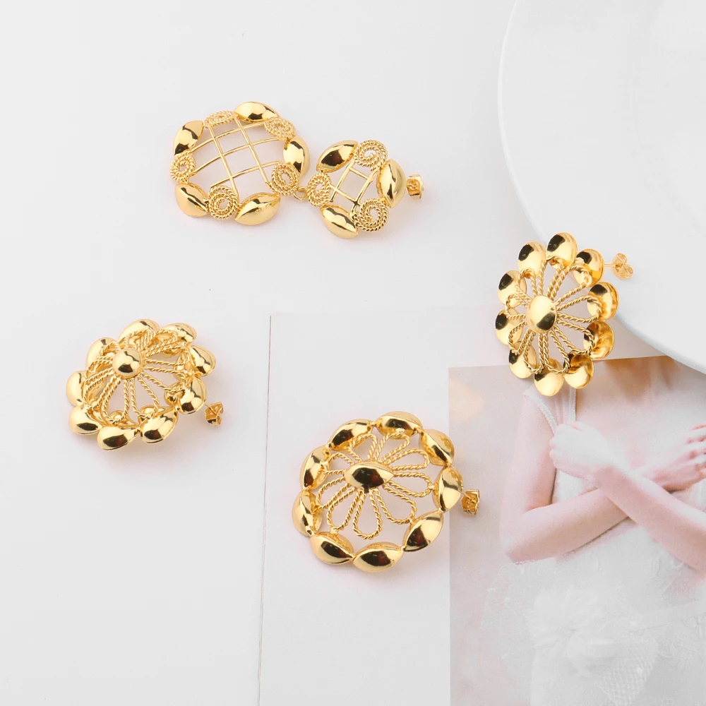 

Personality Fashion Wild Earrings Geometric Round Big Earrings Flowers Women's Wedding Jewelry Vintage Jewelry Large Eardrop