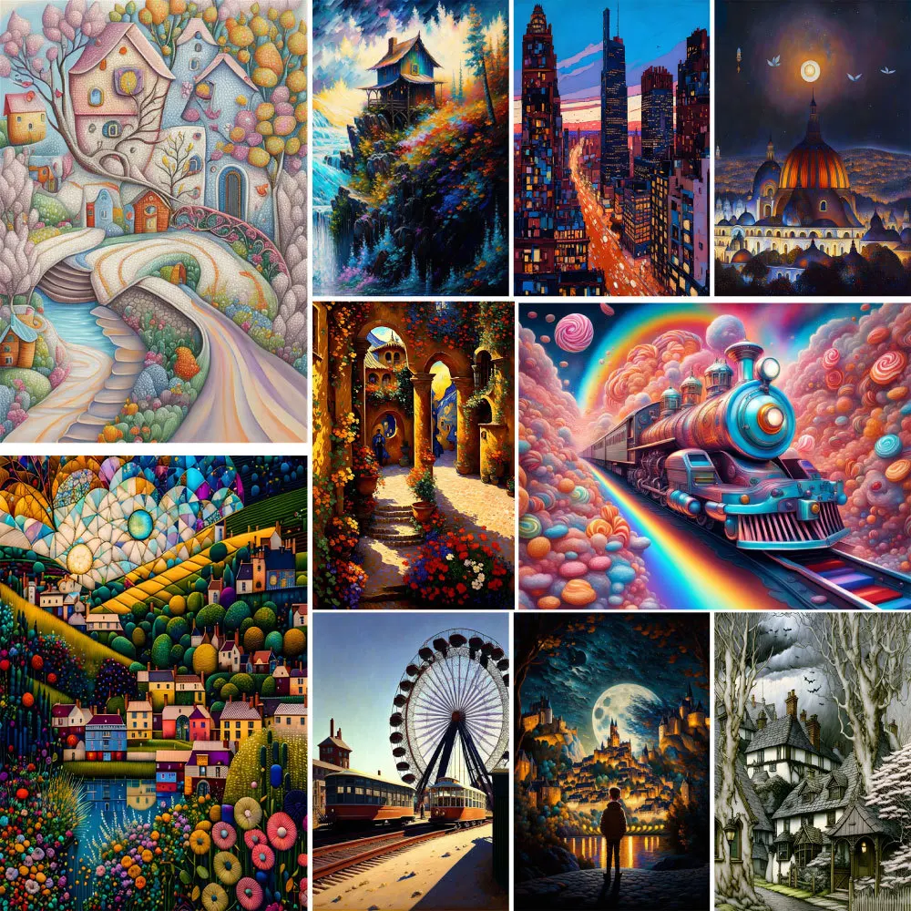 

Great Landscape Fantasy House Diamond Art Tools And Accessories Cross Stitch Kit Crafts Supplies For Adults Mother Kids