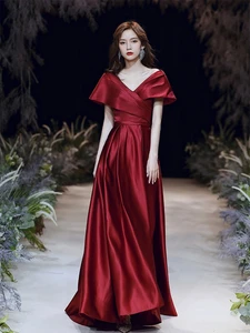 New Christmas Dress Women Red Burgundy Elegant Sexy Off Shoulder Long Dresses Club Night Party Loose Maxi Dress Bodycon Vestidos