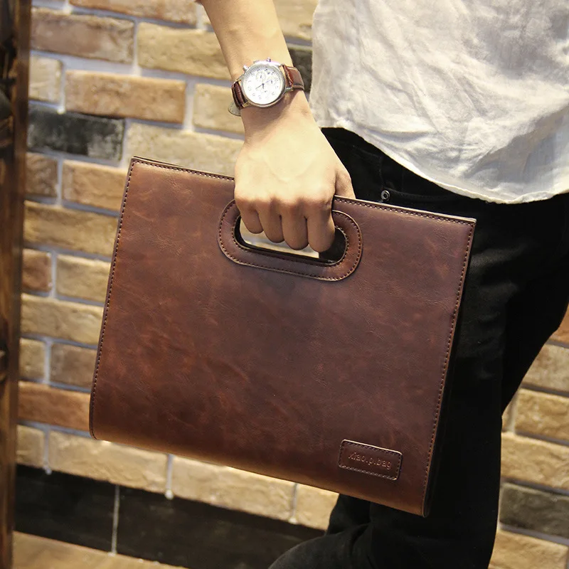 

Men's Vintage Briefcases Leather Men Bags Men's For Bolsas Office Bag Business Ipad Maletines Handbag Horse Male Bags New Crazy