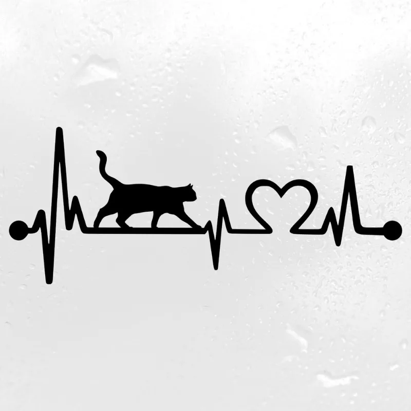 

Автомобильная наклейка Cat Heartbeat виниловая наклейка | Сердце Любовь Котенок DSH | Высеченная наклейка 20 см ПВХ KK