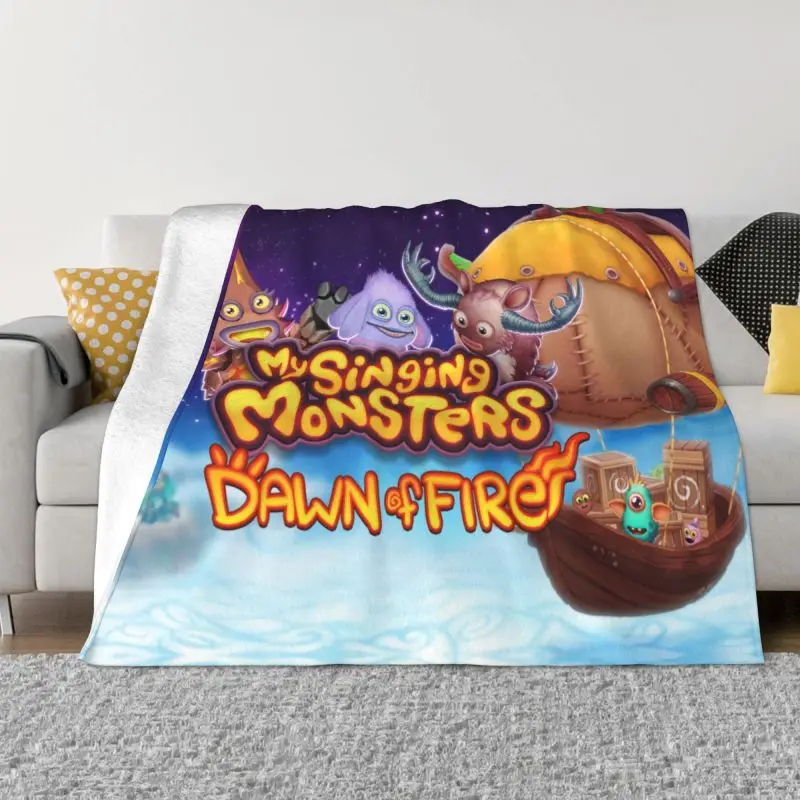 

Одеяло для видеоигр «Поющие Монстры», теплое флисовое мягкое фланелевое одеяло на рассвет огня для кровати, дивана, офиса, весны