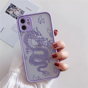 remazy fashion dragon animal pattern phone case for iphone 13 12 11 pro xs max x 7 xr 8 6plus hard transparent cover matte bag free global shipping
