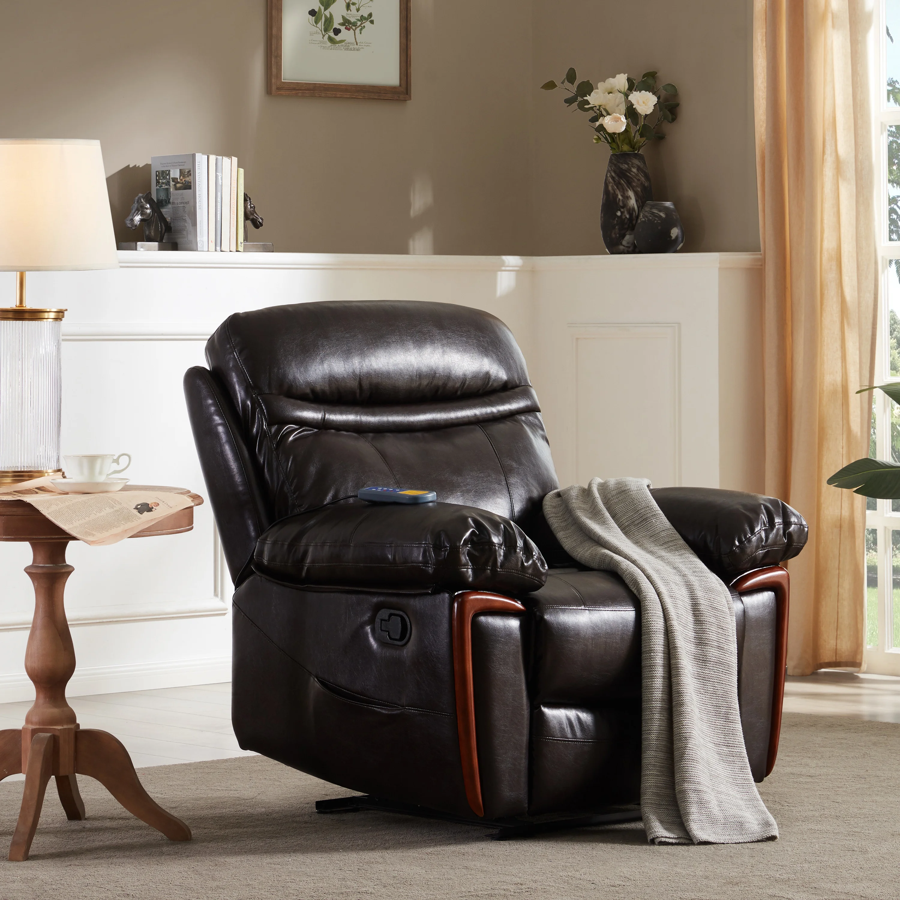 

Furniture Massage Recliner PU Leather Sofa Chair with Heating and Massage Vibrating Function