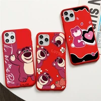 toy story strawberry bear lotso phone case for iphone 13 12 11 pro max mini xs 8 7 6 6s plus x se 2020 xr red cover