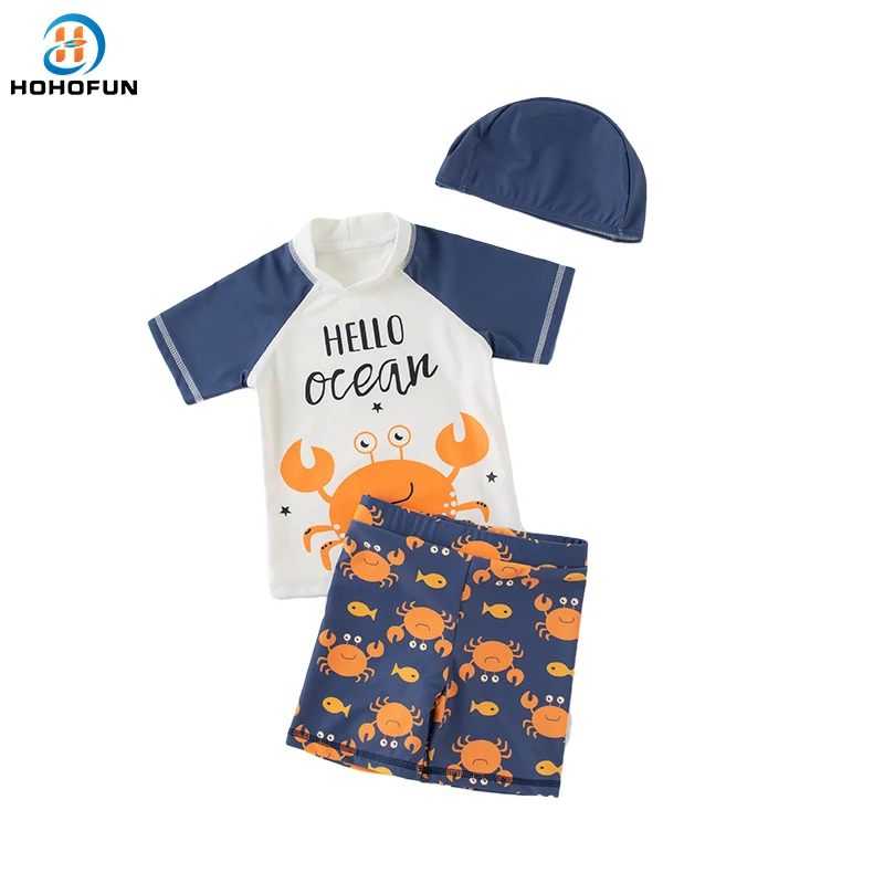 Baby Boy Swimwear 3 Pcs Set Bathing Surfing Suit Kids Long Sleeve Cartoon Beach Wear Children's Swimsuit for Toddler Boys 2-7T