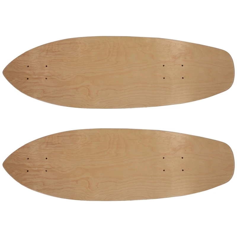 

2X 7-Layer Land Surf Skateboard Deck Natural Maple Round Fish Board Deck Longboard Deck