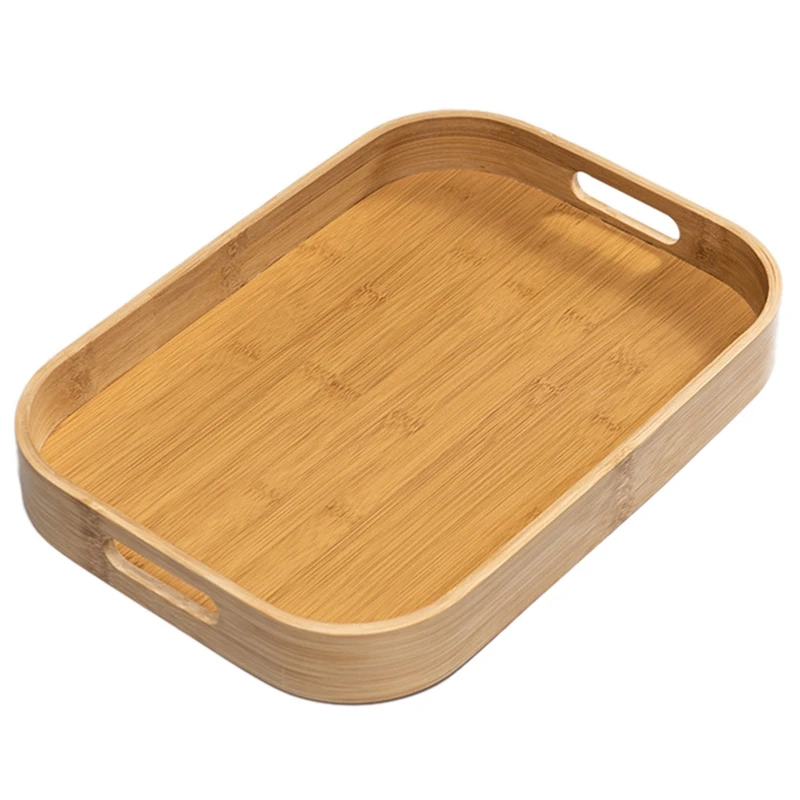 

Bamboo Rectangle Serving Tray Wood Plate Tea Food Dishe Drink Platter Food Plate Dinner Beef Steak Fruit Snack Tray