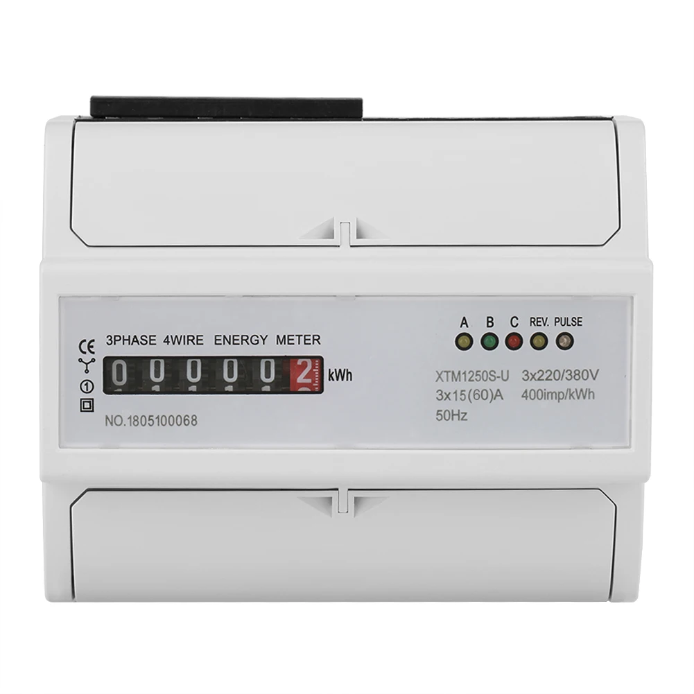 

1 pcs 220V/380V Digital 3-phase 4 Wire 7P DIN-Rail Electric Meter Electronic KWh Meter