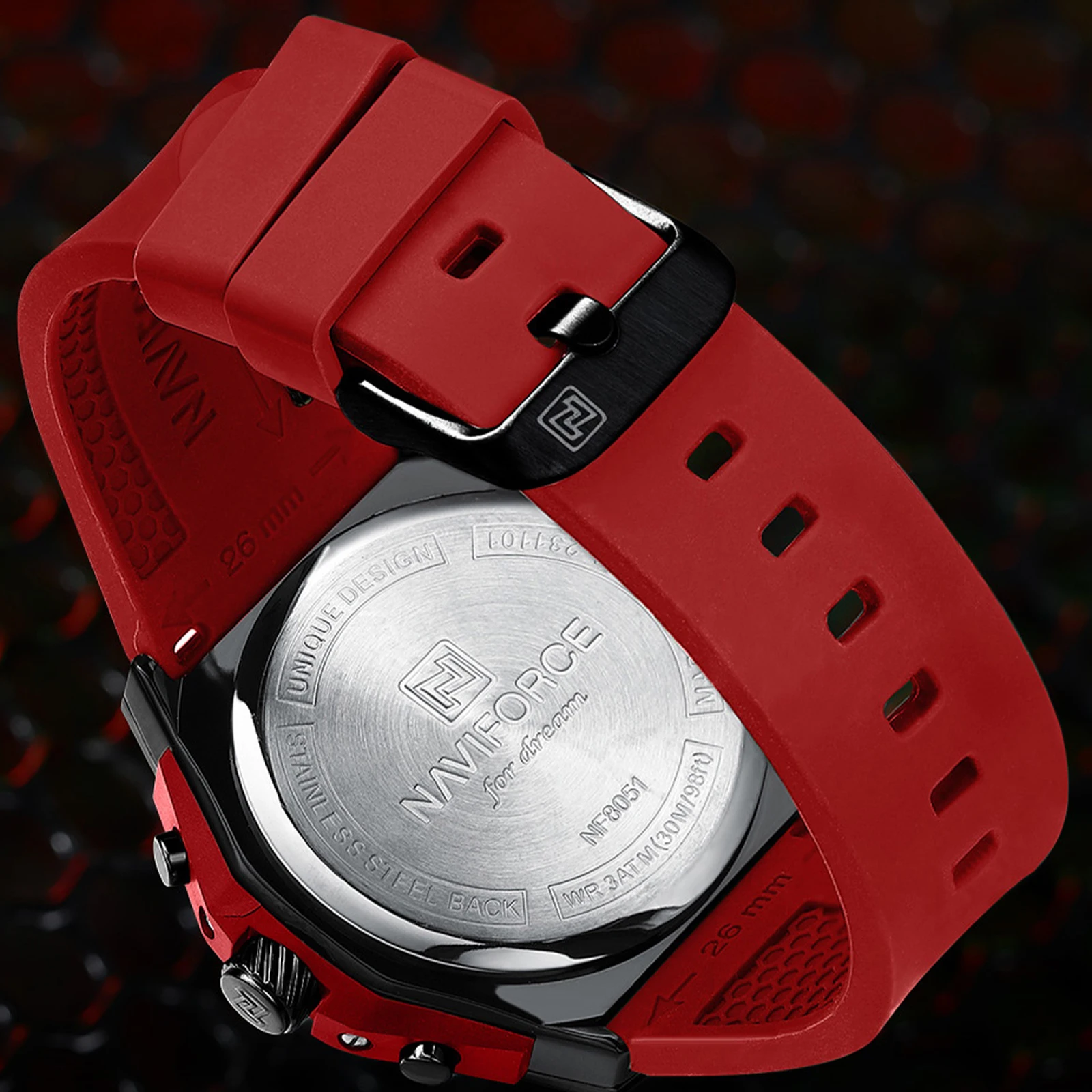 Часы NAVIFORCE мужские с силиконовым ремешком Модные Спортивные Светящиеся