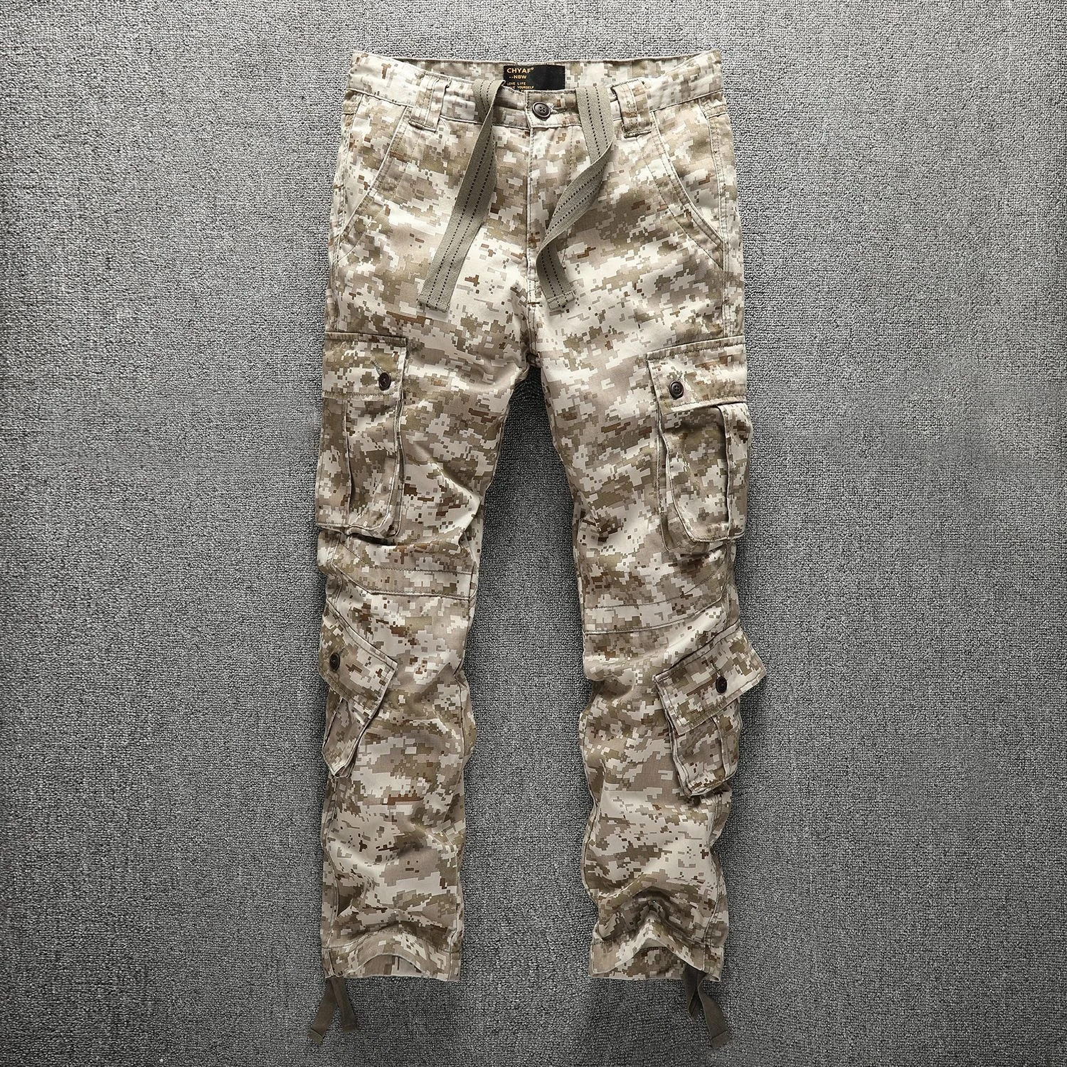 Safari Men's Cargo Pants Style Tactical Camo Full Length Pants Autumn/Spring Cotton Casual Pants Military Training Pants