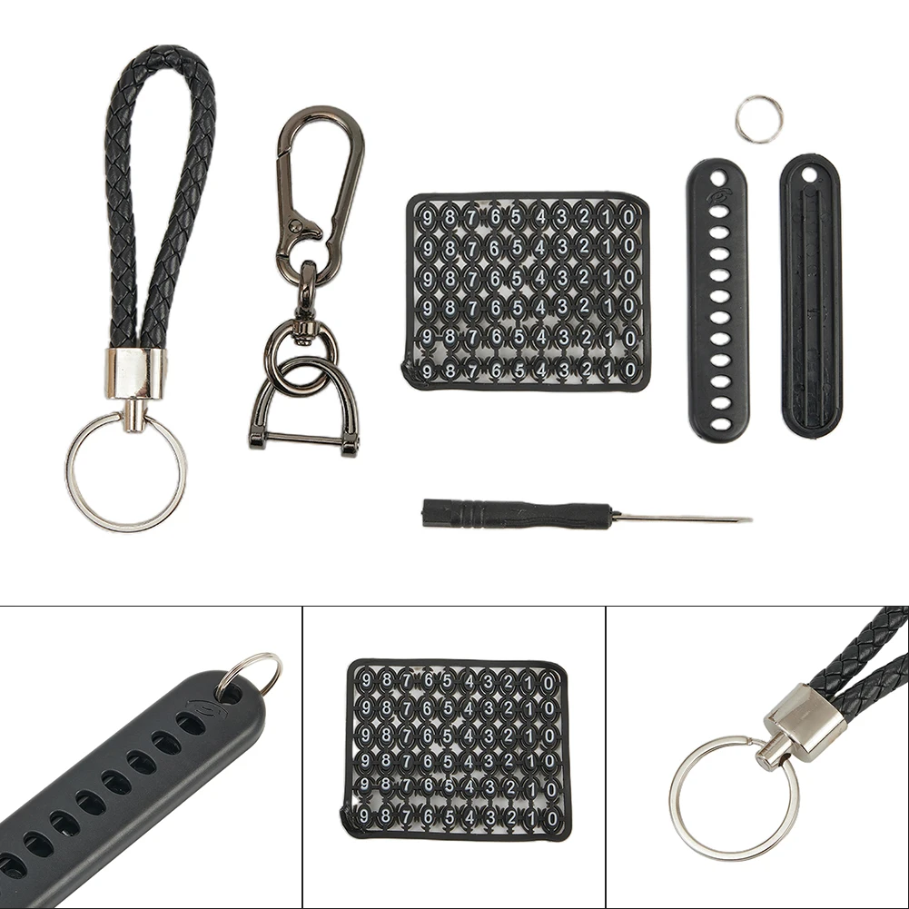 

Car Keychain Key Ring Car Interior Accessories For Parking People Anti-lost Phone Number Plate Key Lost Pet Lost Key Hanger