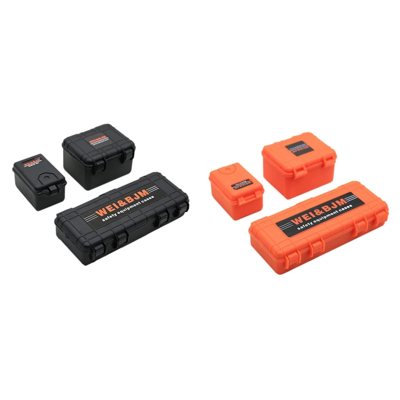 

Пластиковый ящик для хранения автомобиля Rc 6 шт., декоративный инструмент для Traxxas Trx4 Axial Scx10 1/10 - 3 шт., оранжевый и 3 шт. черный