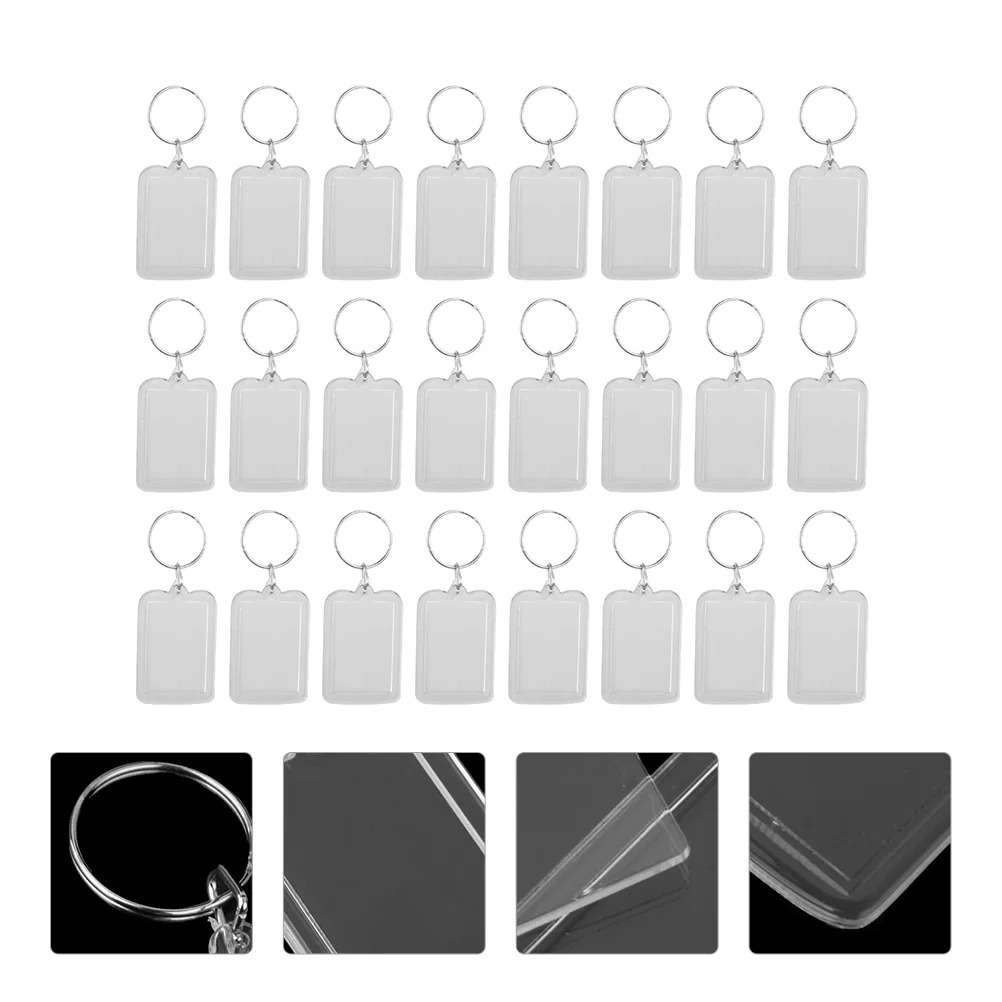 

20 PCS Mini Picture Frame Hanging Key Chain Photo Keychain Decorative Keyring White Metal
