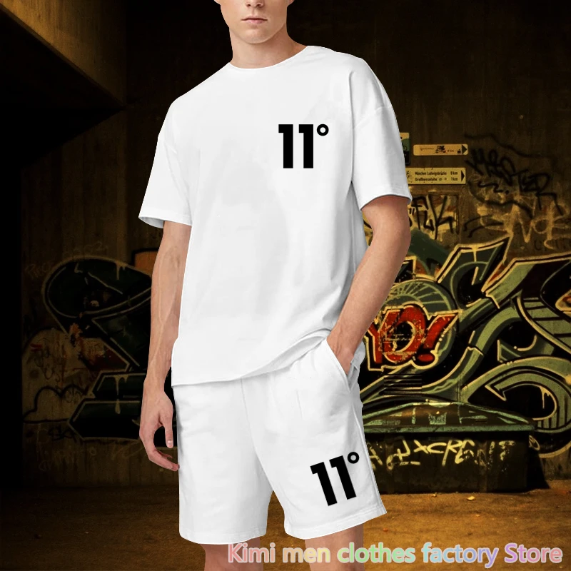 Men Oversized 2 Piece Outfits Sets for Men Summer Streetwear Tracksuit Jogging suit Cotton Set Number Print TShirts Shorts Sets