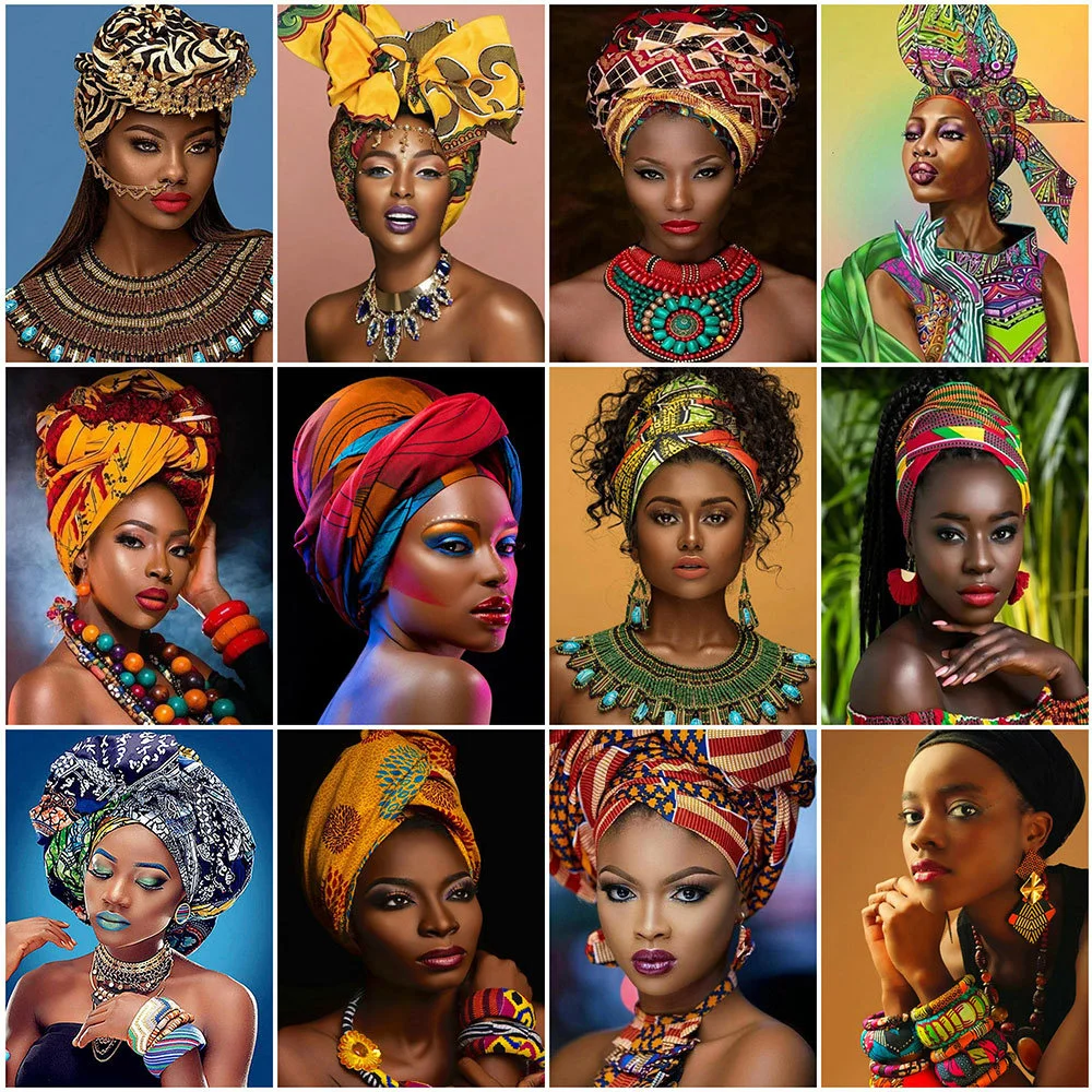 

HUACAN 3D Diamond Painting African Woman Full Square New Arrival Diamond Embroidery Portrait Mosaic Needlework Decor For Home