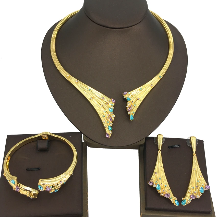 

Yuminglai High Quality African Luxury Jewelry Simple Design Necklace and Earrings Jewelry Set for Women FHK14428