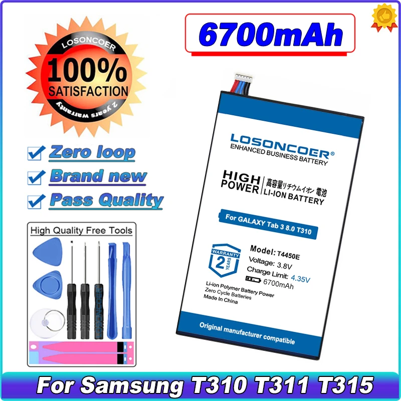 Аккумулятор LOSONCOER 6700 мАч T4450E для Samsung GALAXY Tab 3 8,0 T311 T310 T315 SM-T311 E0288 E0396, аккумулятор для телефона