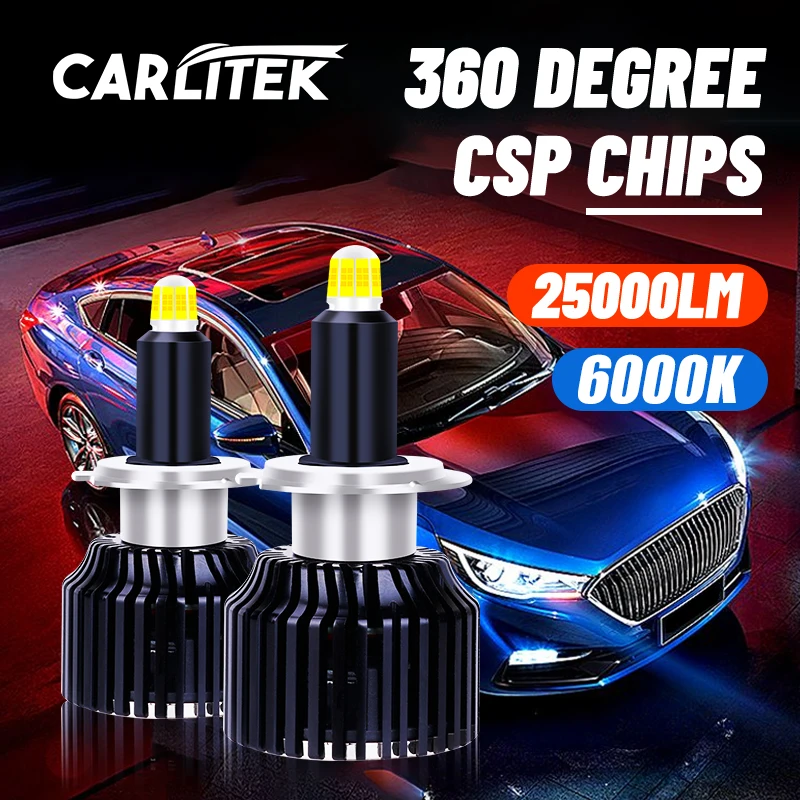 

Carlitek 25000LM LED 9012 HIR2 Headlights 6000K 360 CSP LED H7 H1 H11 H8 H9 9005 9006 HB3 HB4 High Bright Car Lights For Lenses