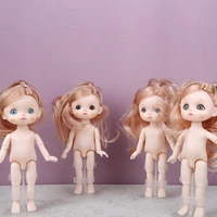 mini doll cute face 112 16cm bjd short boy hair sleeping pig naked body dress up fashion dolls for girls gift diy toys