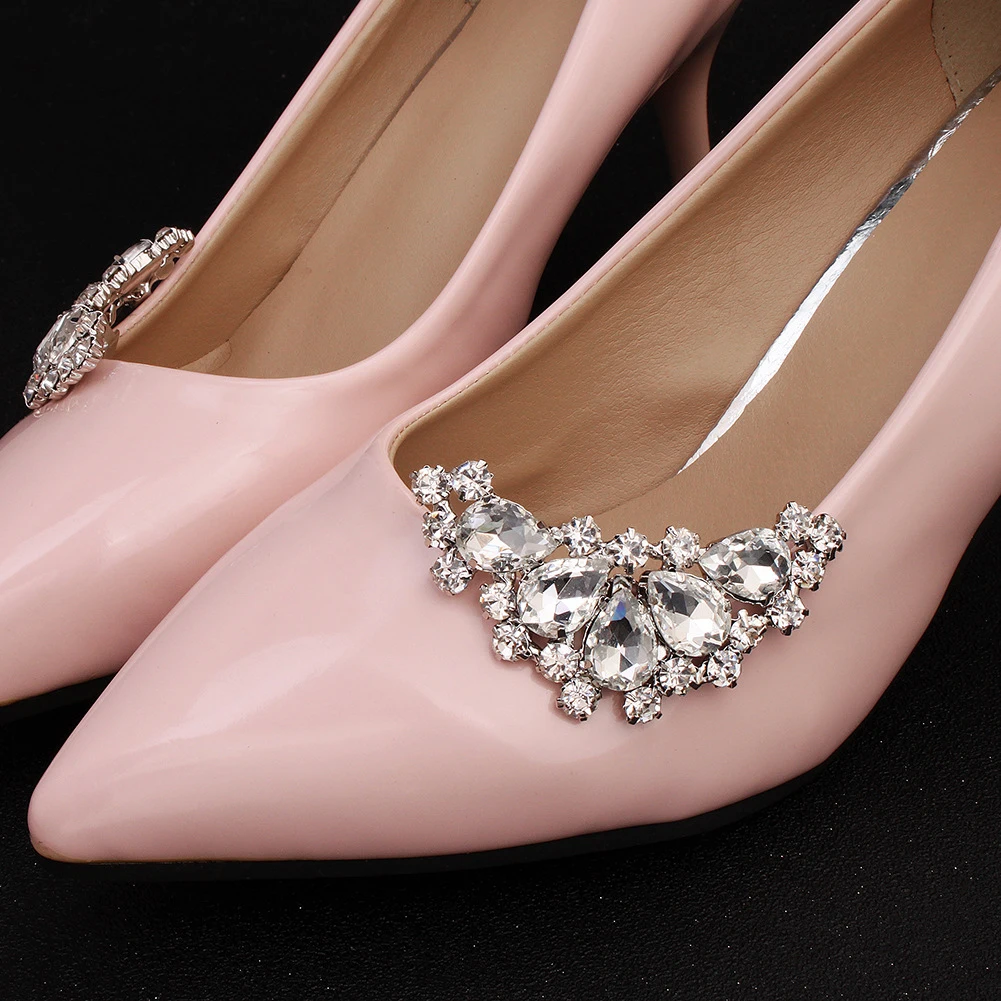 1PC Shiny Crystal Shoes Decorations Clip Women High Heel Rhinestone Charm Buckle Bag Pendant Brooch Wedding Bride Accessories