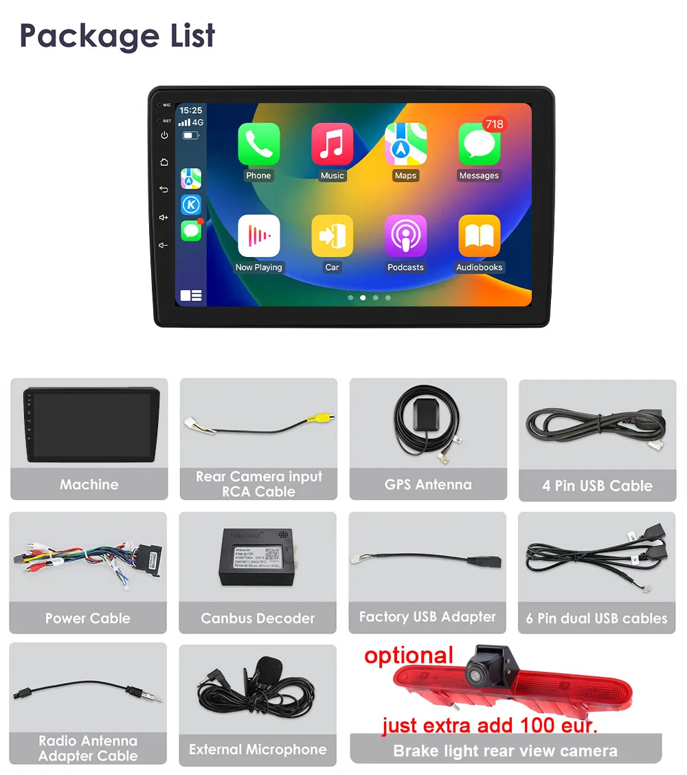 Автомобильная радиостанция Android 9 дюймов с GPS-навигацией Carplay для Toyota Proace City Verso Kasten