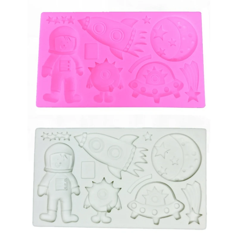 

2022 New Chocolate Making Silicone Mold Astronaut Rocket for Sugarcraft Candle Crafts Birthday Party Decoration Resin Home Decor